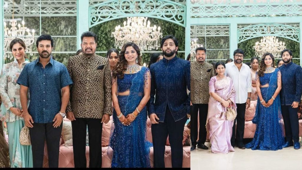 Megastar Chiranjeevi and Ram Charan Along with Families attend to Director Shankar Daughter Marriage Reception
