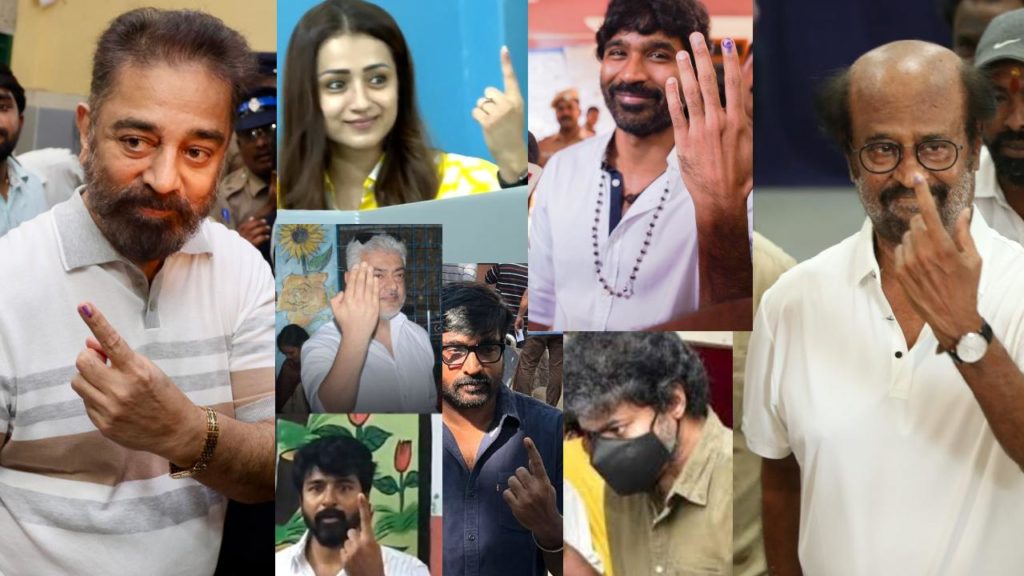 Tamil Movie Stars Cast Their Votes in Lok Sabha Elections 2024 Photos and Videos goes Viral