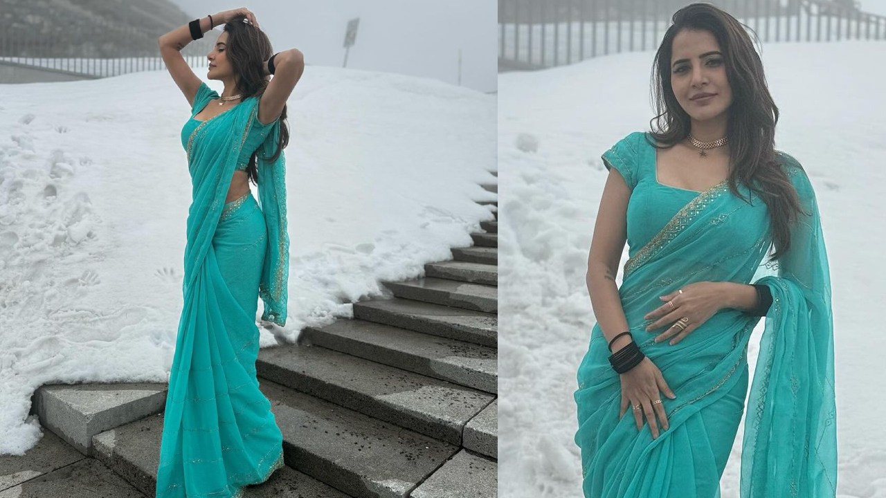 Aashu Reddy : స్విట్జర్లాండ్ మంచులో అషురెడ్డి చీర అందాలు..