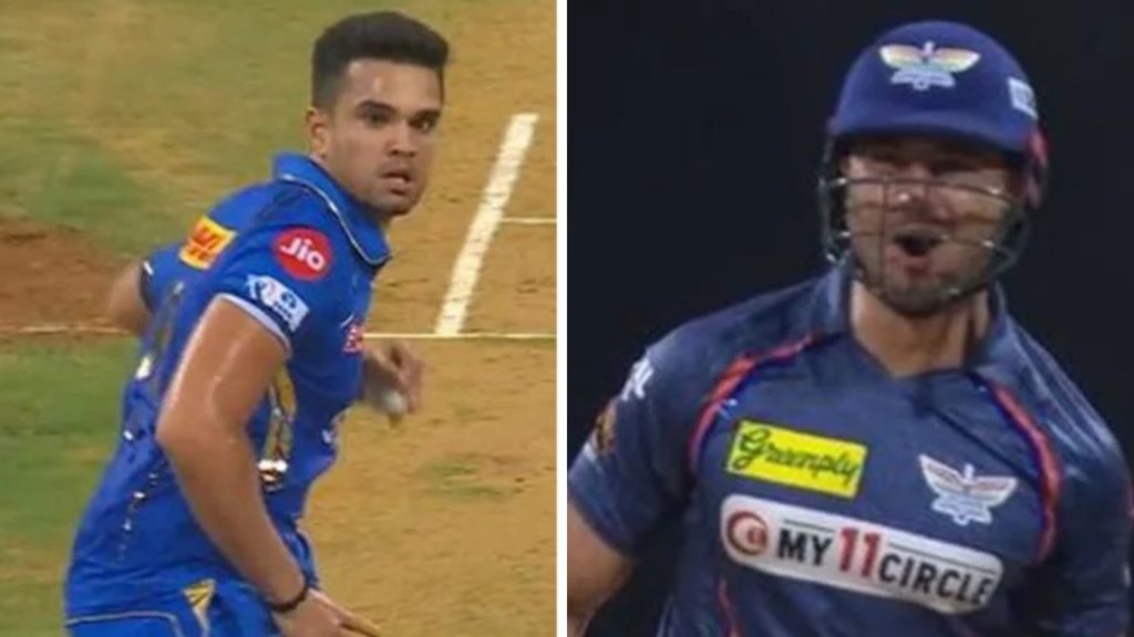 Arjun Tendulkar aggression sparks cheeky response from Stoinis during MI vs LSG Clash