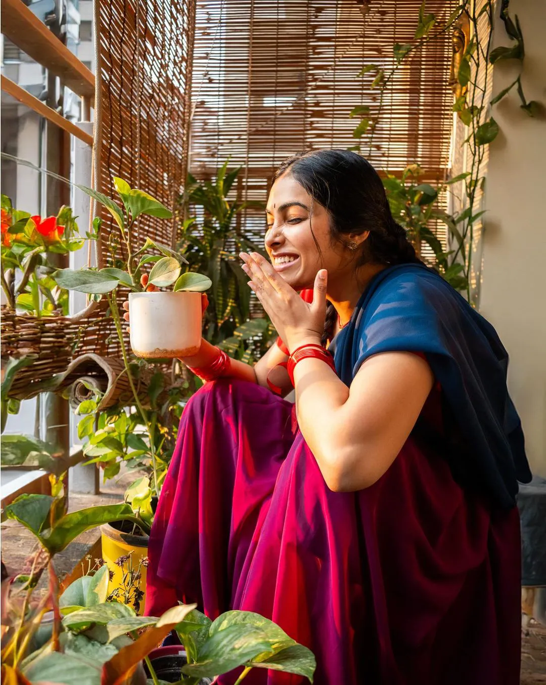 Divi Cute Looks in Half Saree