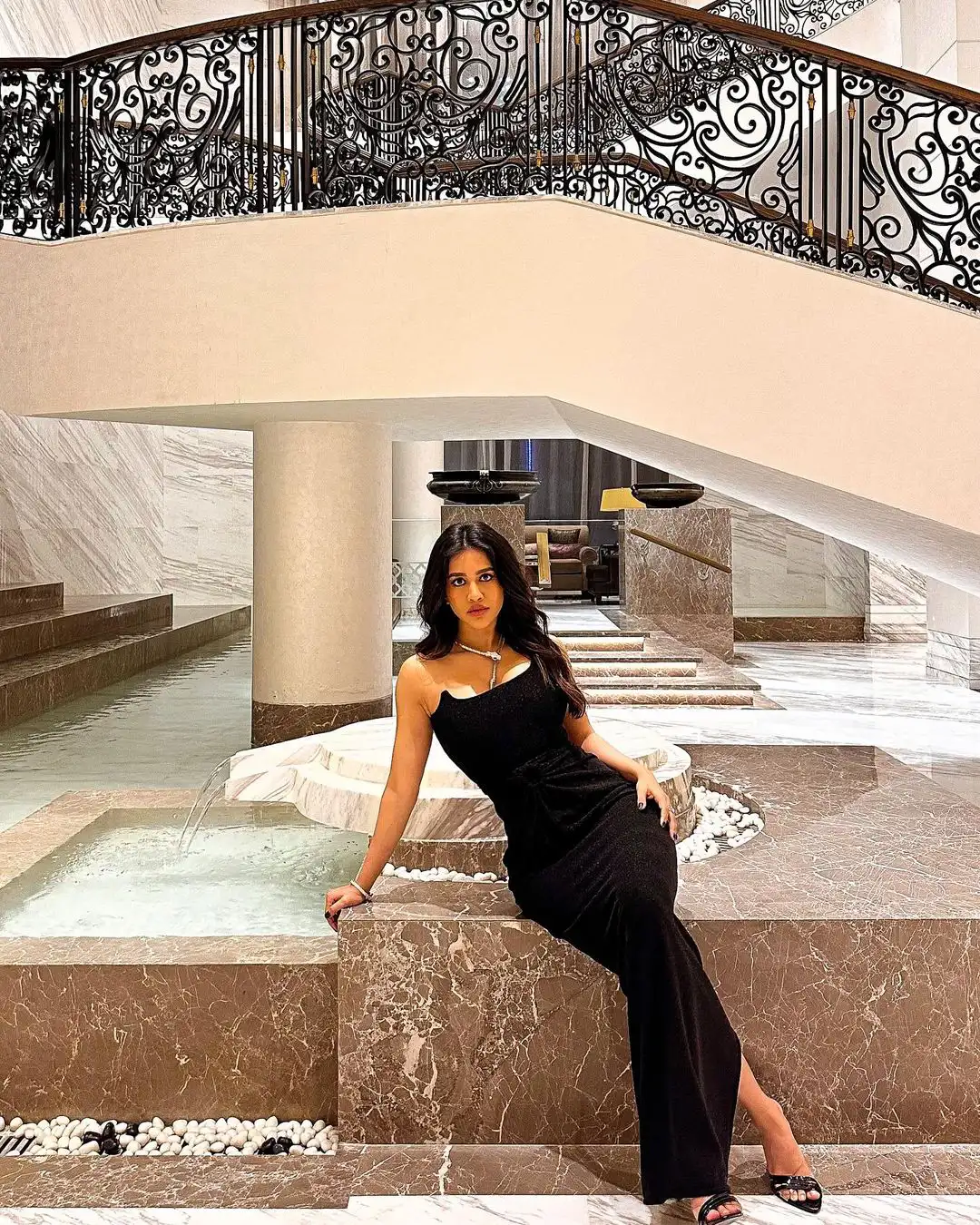 Nabha Natesh Stunning Looks in Black Dress