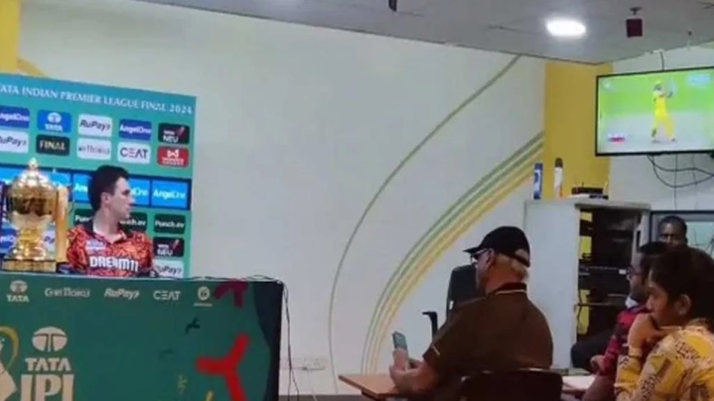 Pat Cummins spotted watching Dhoni batting during press conference ahead of ipl final