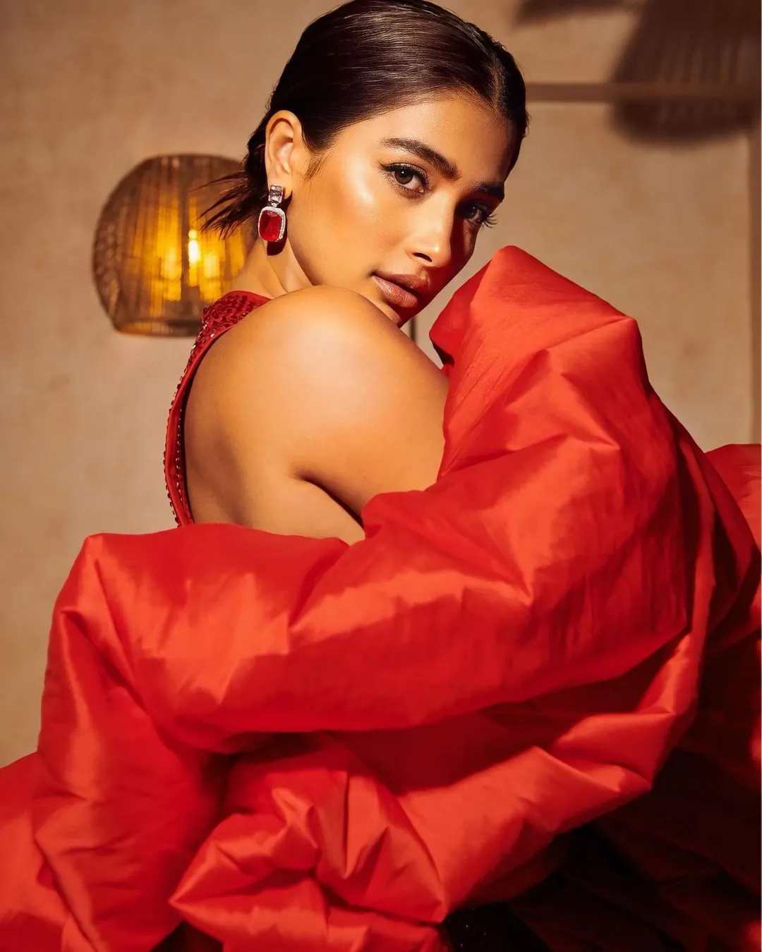 Pooja Hegde Sizzling Photos in Red Dress