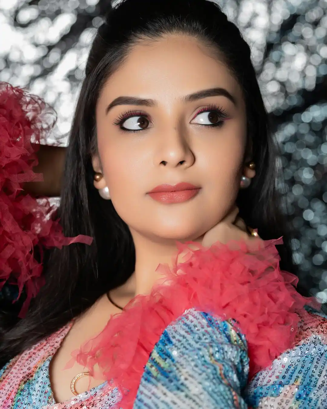 Sreemukhi Stunning Looks in Short Gown