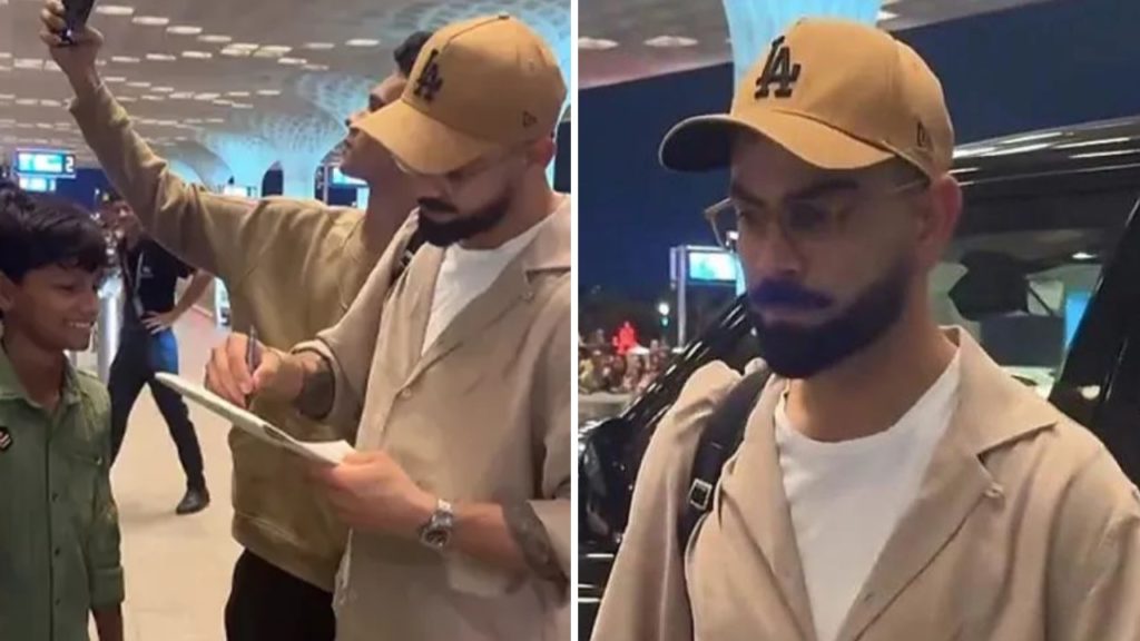 Virat Kohli leaves for the USA gives autograph to fan at Mumbai Airport