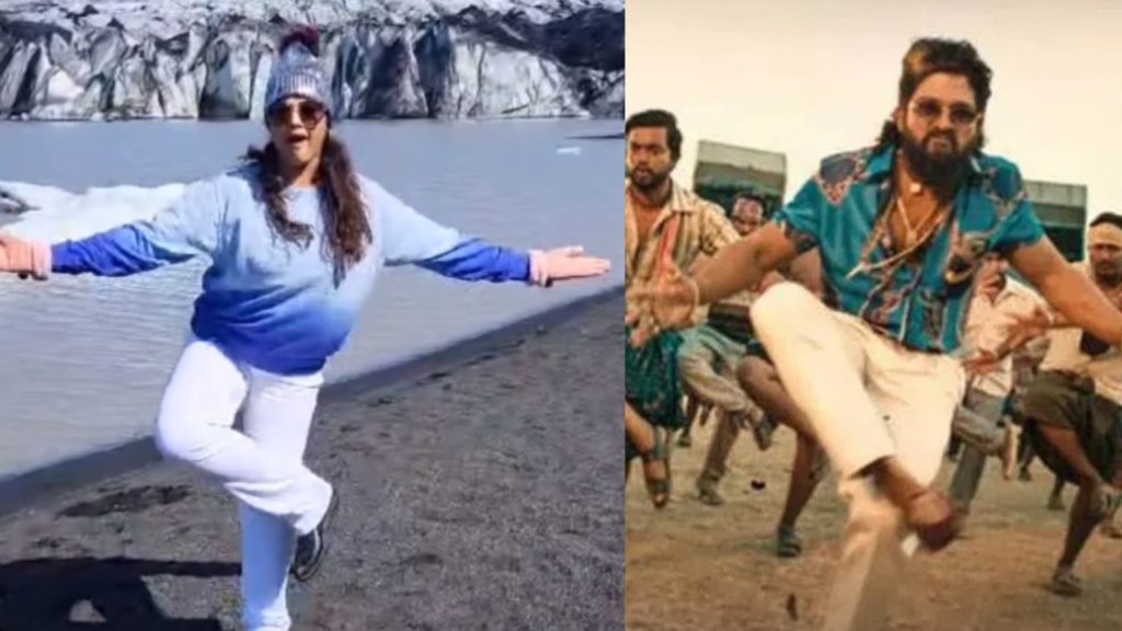 Pushpa Dance Step by Senior Actress Meena in Iceland Video goes Viral