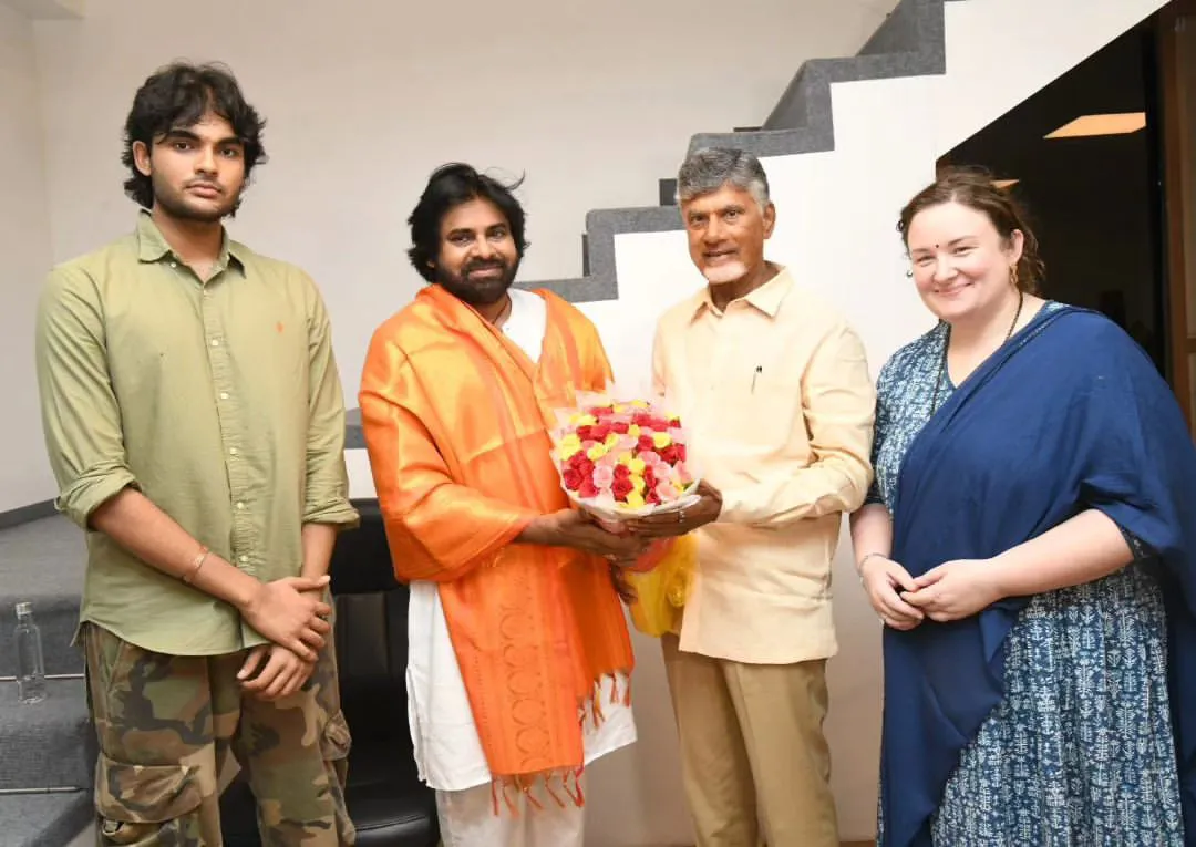 Chandrababu Pawan Kalyan Akira Nandan Celebrations at Janasena Office