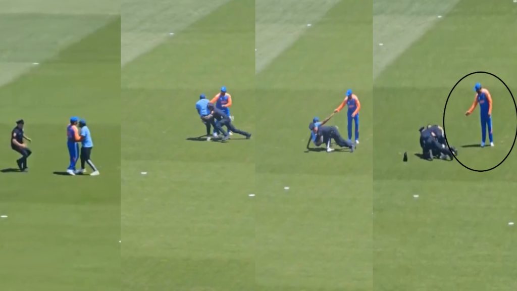 Fan invades pitch to meet Rohit Sharma during IND vs BAN warm up match