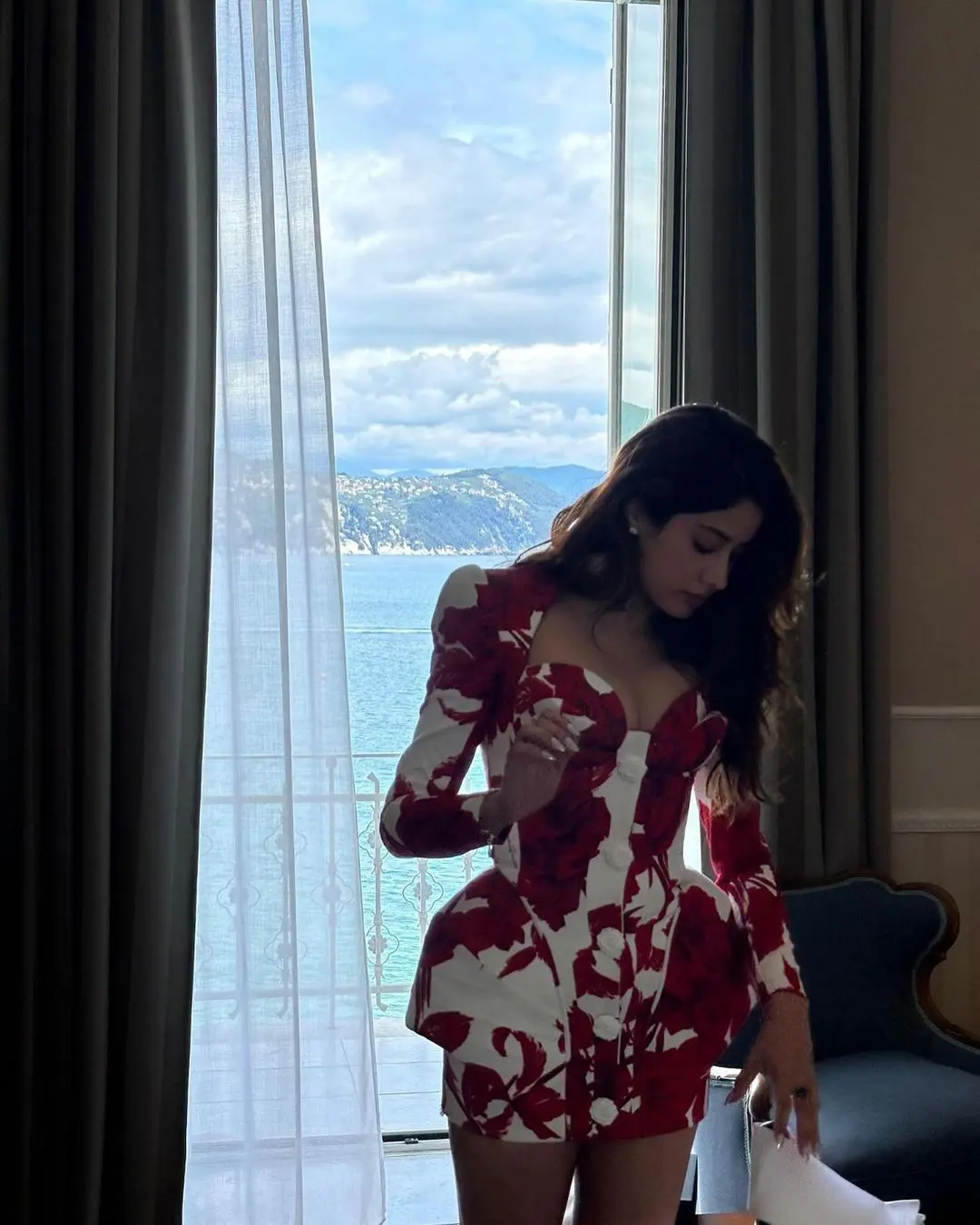 Janhvi Kapoor Stylish Poses in Short Dress