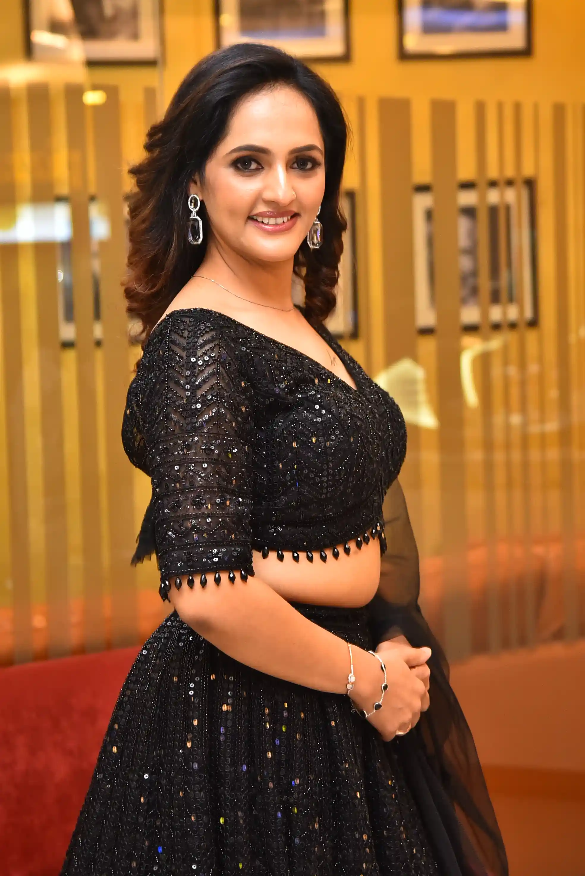 Jyothi Poorvaj Shines in Black Dress A Masterpiece Movie Teaser Release Event