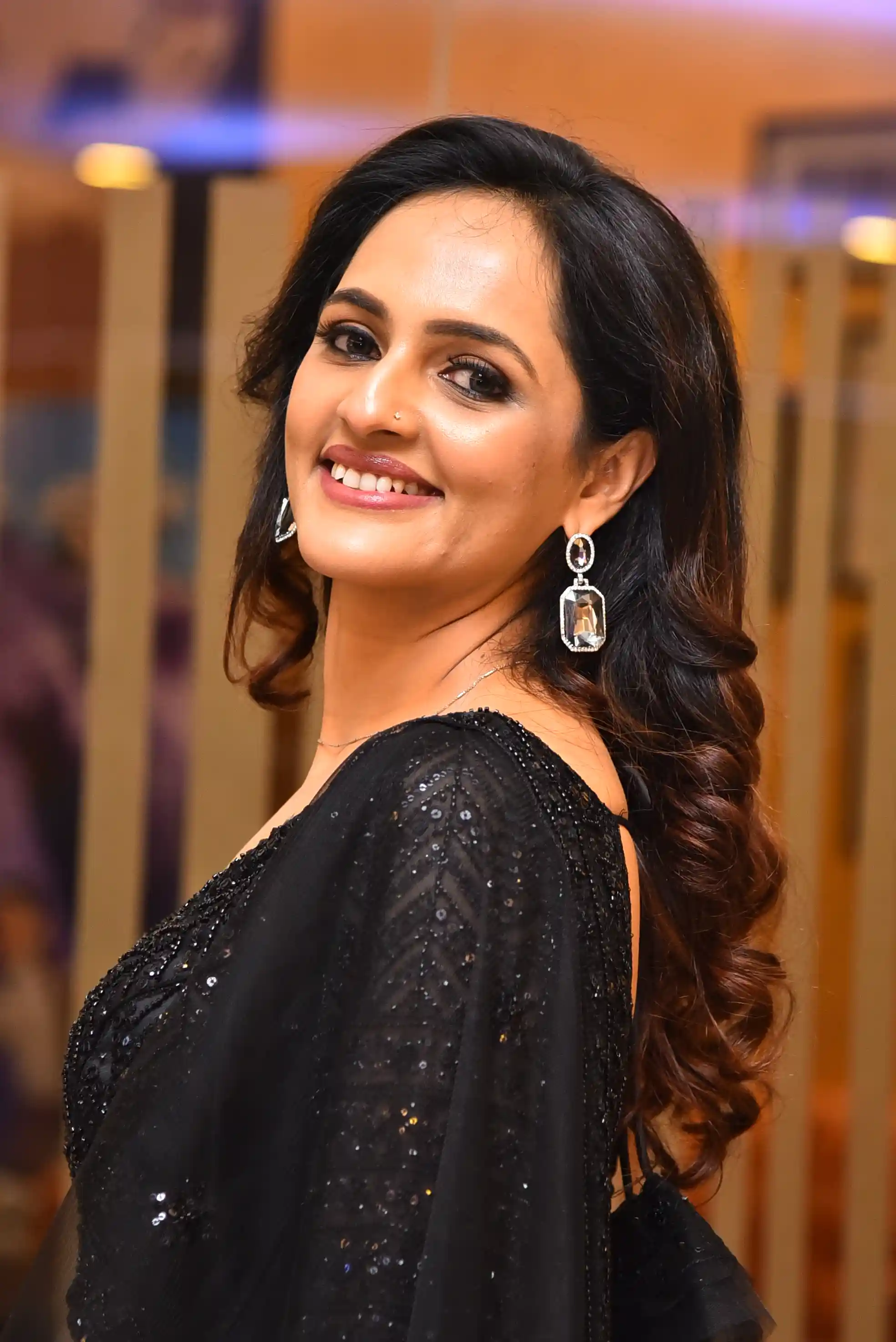 Jyothi Poorvaj Shines in Black Dress A Masterpiece Movie Teaser Release Event