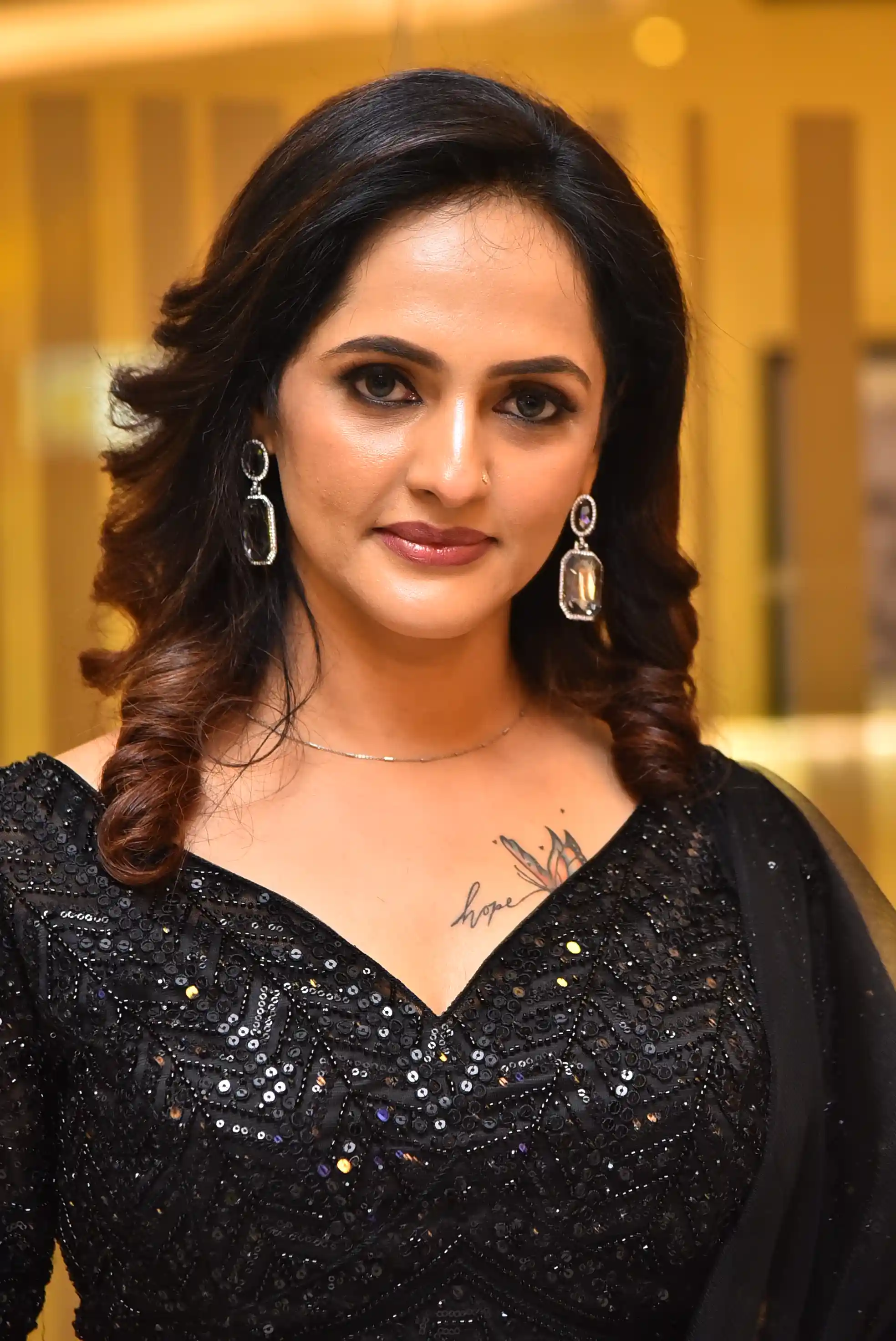 Jyothi Poorvaj Shines in Black Dress A Masterpiece Movie Teaser Release Event