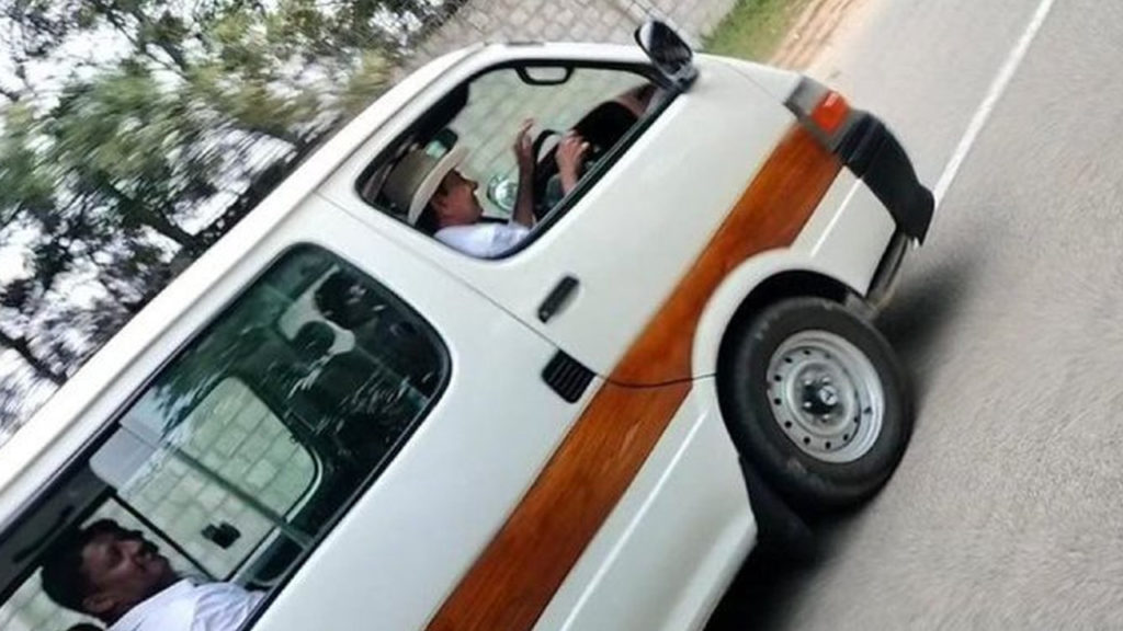 brs party chief kcr car driving photo goes viral