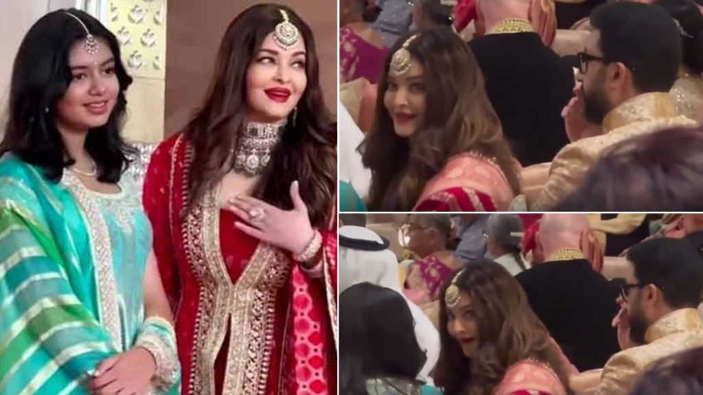 Abhishek Bachchan Aishwarya Rai Aaradhya during Anant Ambani wedding