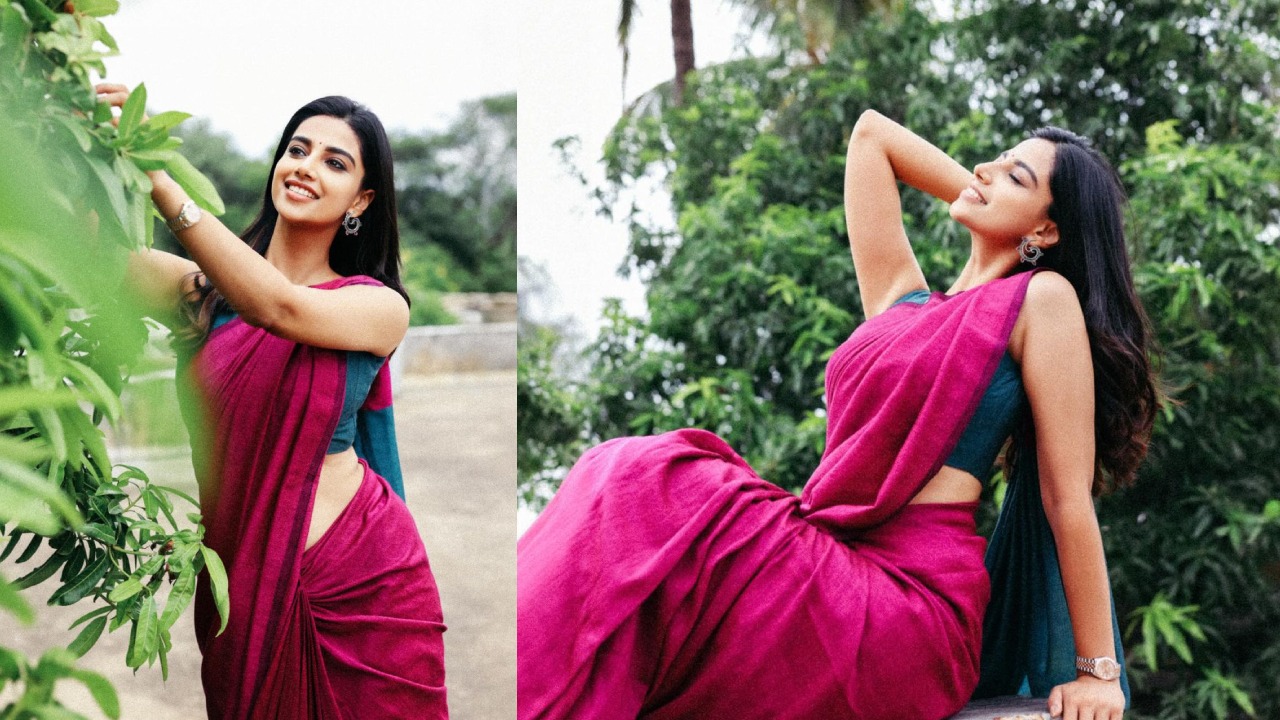 Meenaakshi Chaudhary : చీరకట్టులో ప్రకృతిని ఆస్వాదిస్తున్న మీనాక్షి చౌదరి..