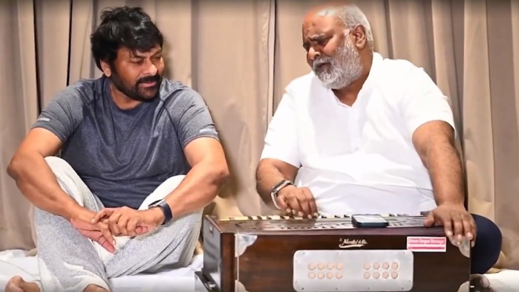 Chiranjeevi shares a Special Video of MM Keeravani from Music Settings of Vishwambhara at Chiranjeevi Home