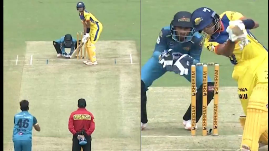 Rahul Dravids Son Samit Smashes Sensational Inside Out Six