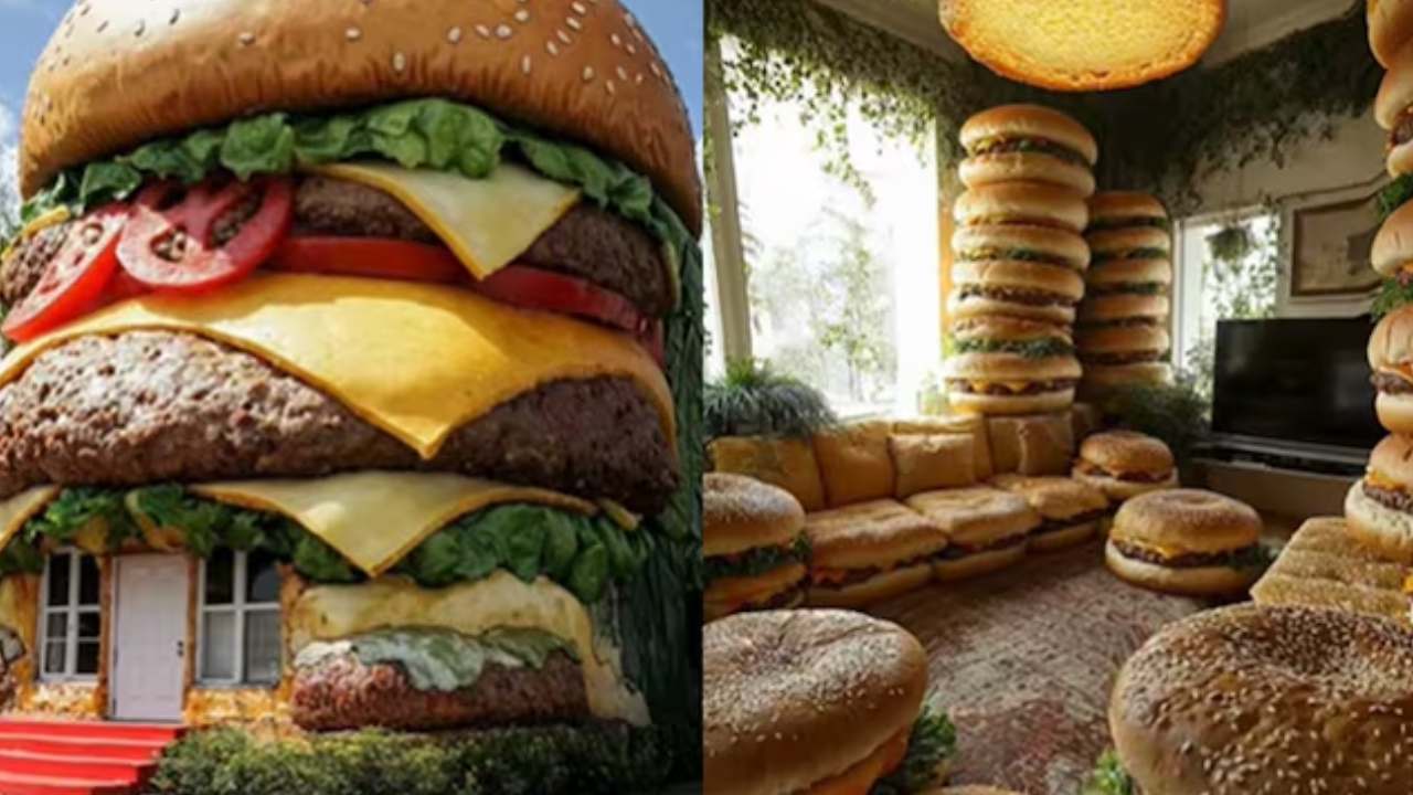 Burger House : బర్గర్లతో రూపొందించిన ఏఐ ఇల్లు చూశారా..! వీడియో చూస్తే ఫిదా అవుతారు Burger House : బర్గర్లతో రూపొందించిన ఏఐ ఇల్లు చూశారా..! వీడియో చూస్తే ఫిదా అవుతారు