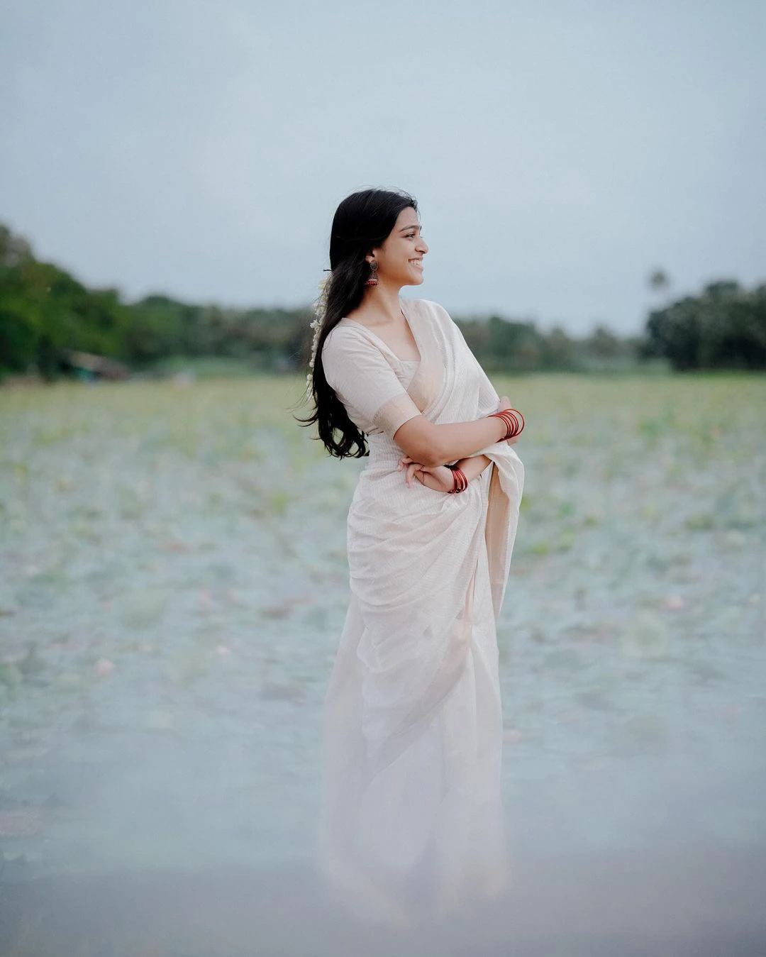 Ananthika Sanilkumar Onam Special Cute Photos in Saree