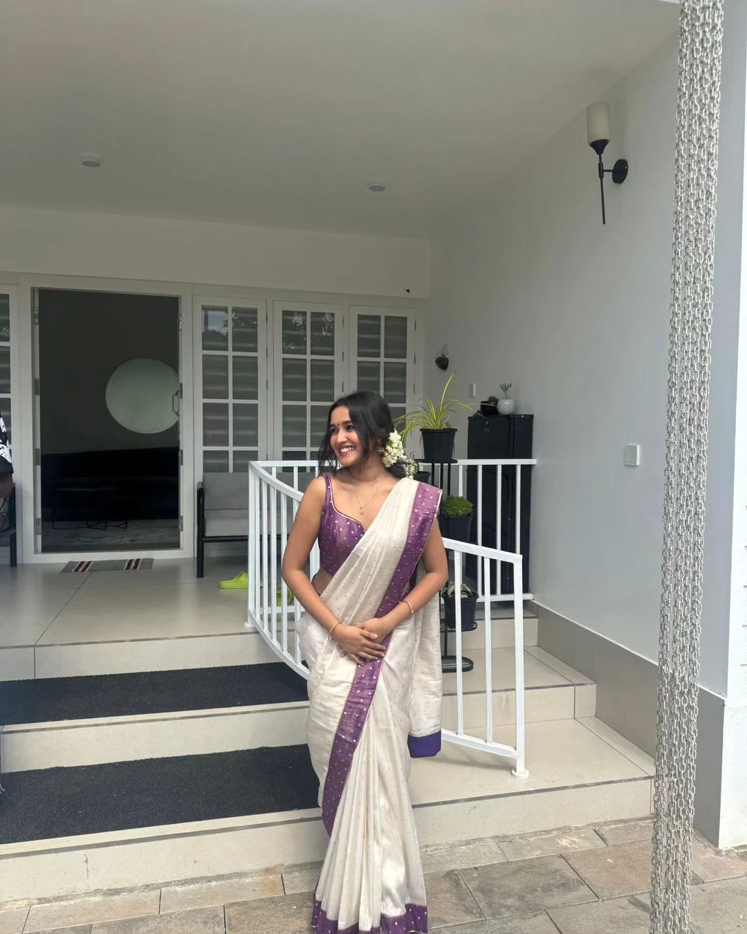 Anikha surendran Onam Special Saree Photos