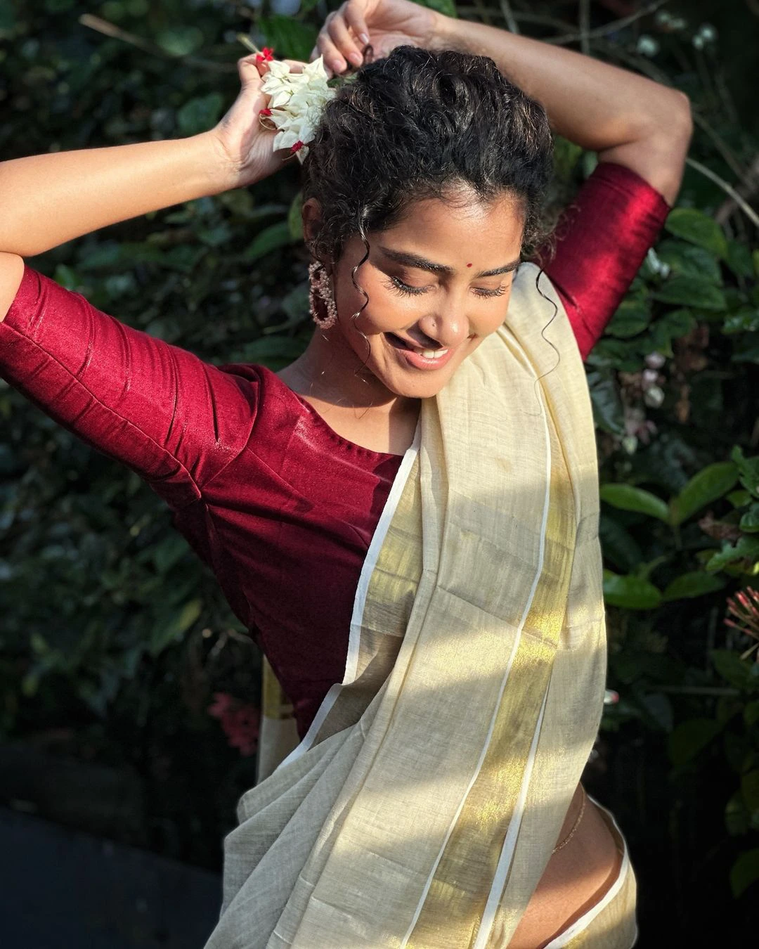 Anupama Parameswaran Onam Special Saree Photos