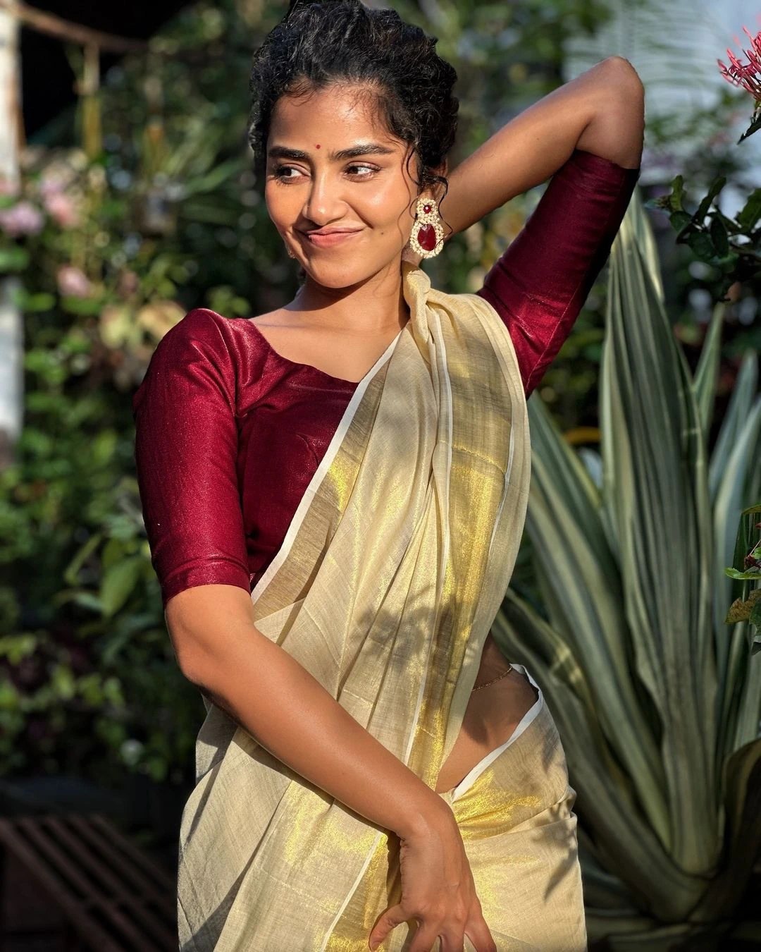 Anupama Parameswaran Onam Special Saree Photos