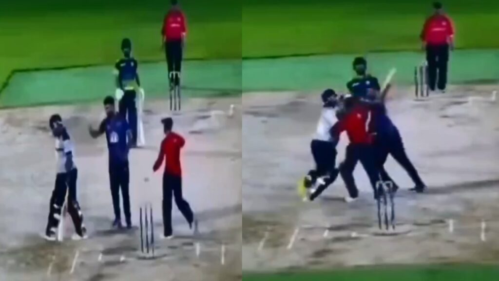 Bowler And Batter Exchange Blows In Violent Clash On Cricket Pitch