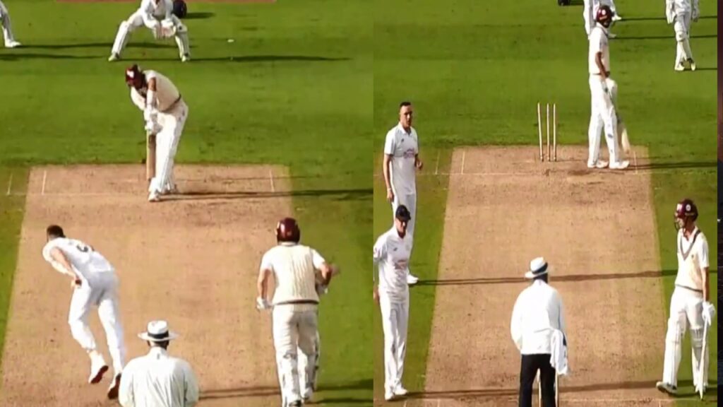 County Championship Shoaib Bashir survives as Kyle Abbotts towel falls during Delivery Stride