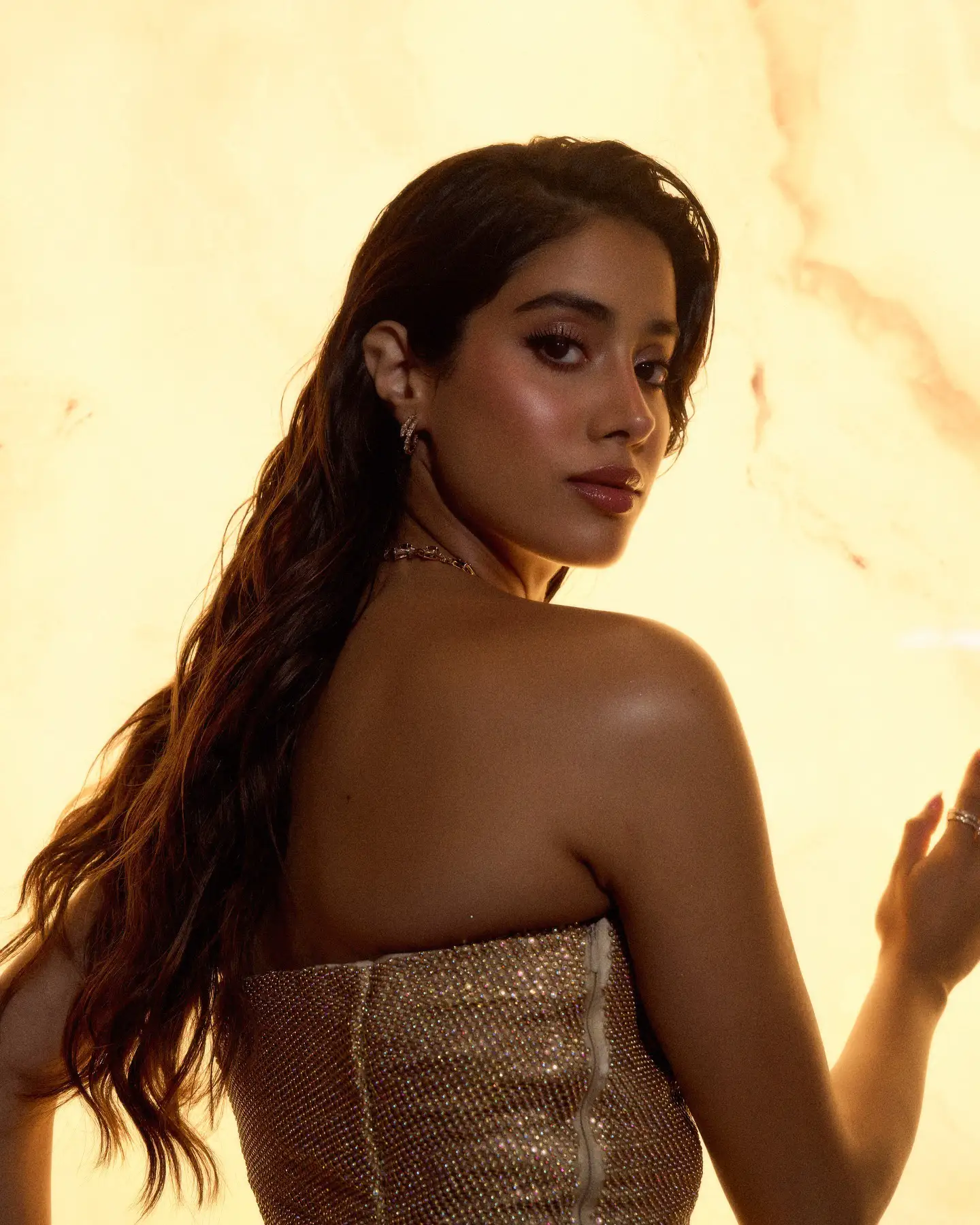 Janhvi Kapoor Dazzling in Golden Dress after Devara Release