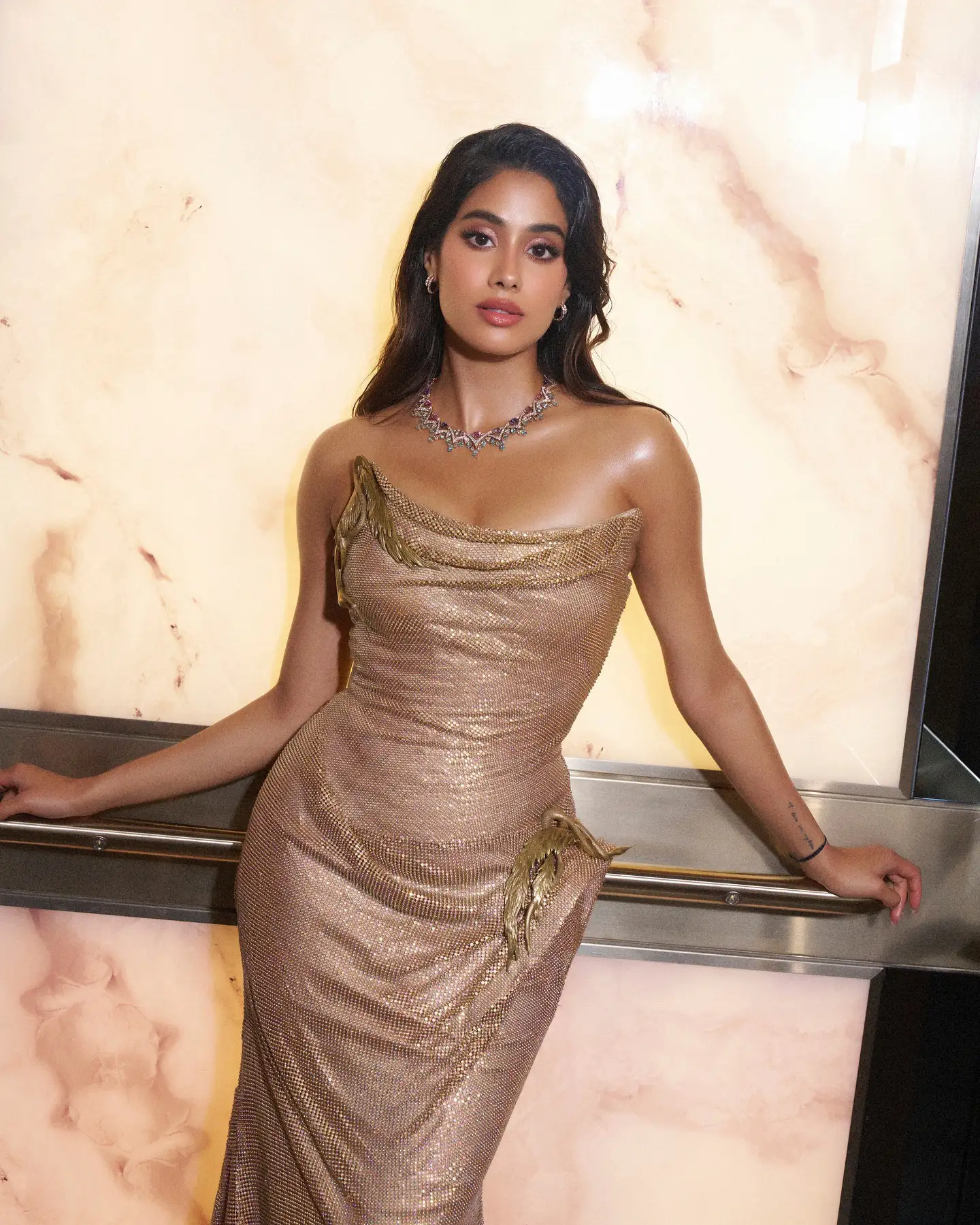 Janhvi Kapoor Dazzling in Golden Dress after Devara Release