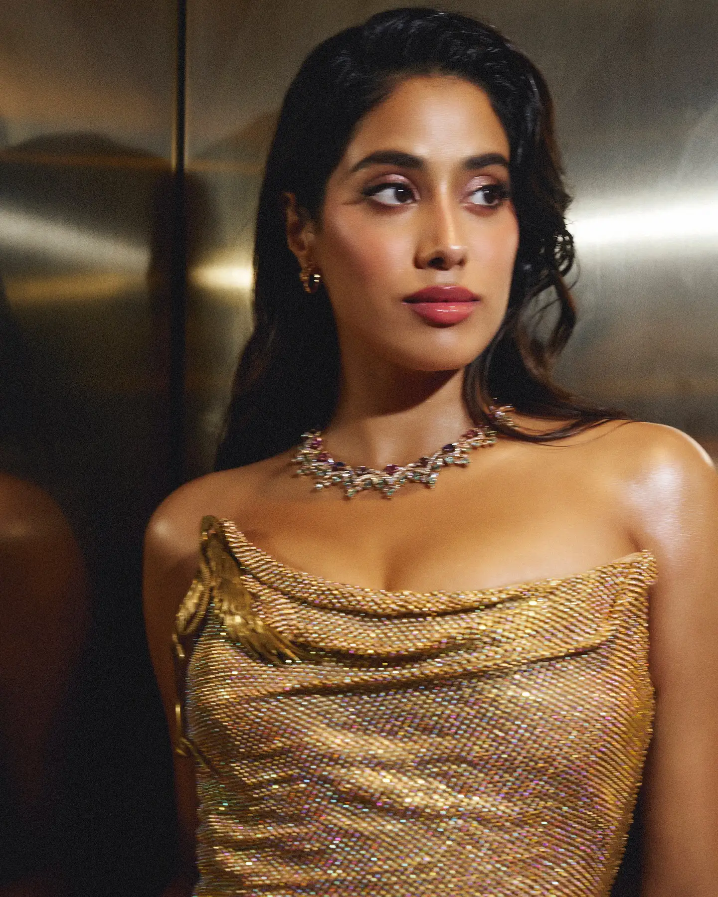 Janhvi Kapoor Dazzling in Golden Dress after Devara Release
