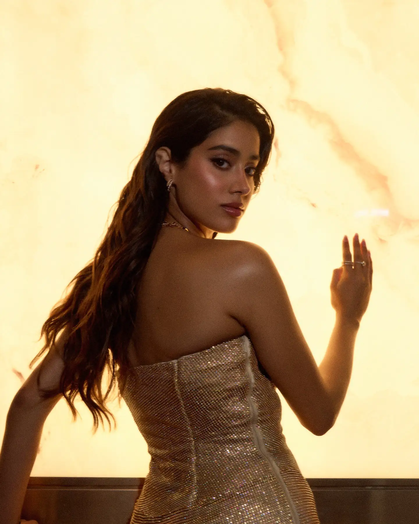 Janhvi Kapoor Dazzling in Golden Dress after Devara Release