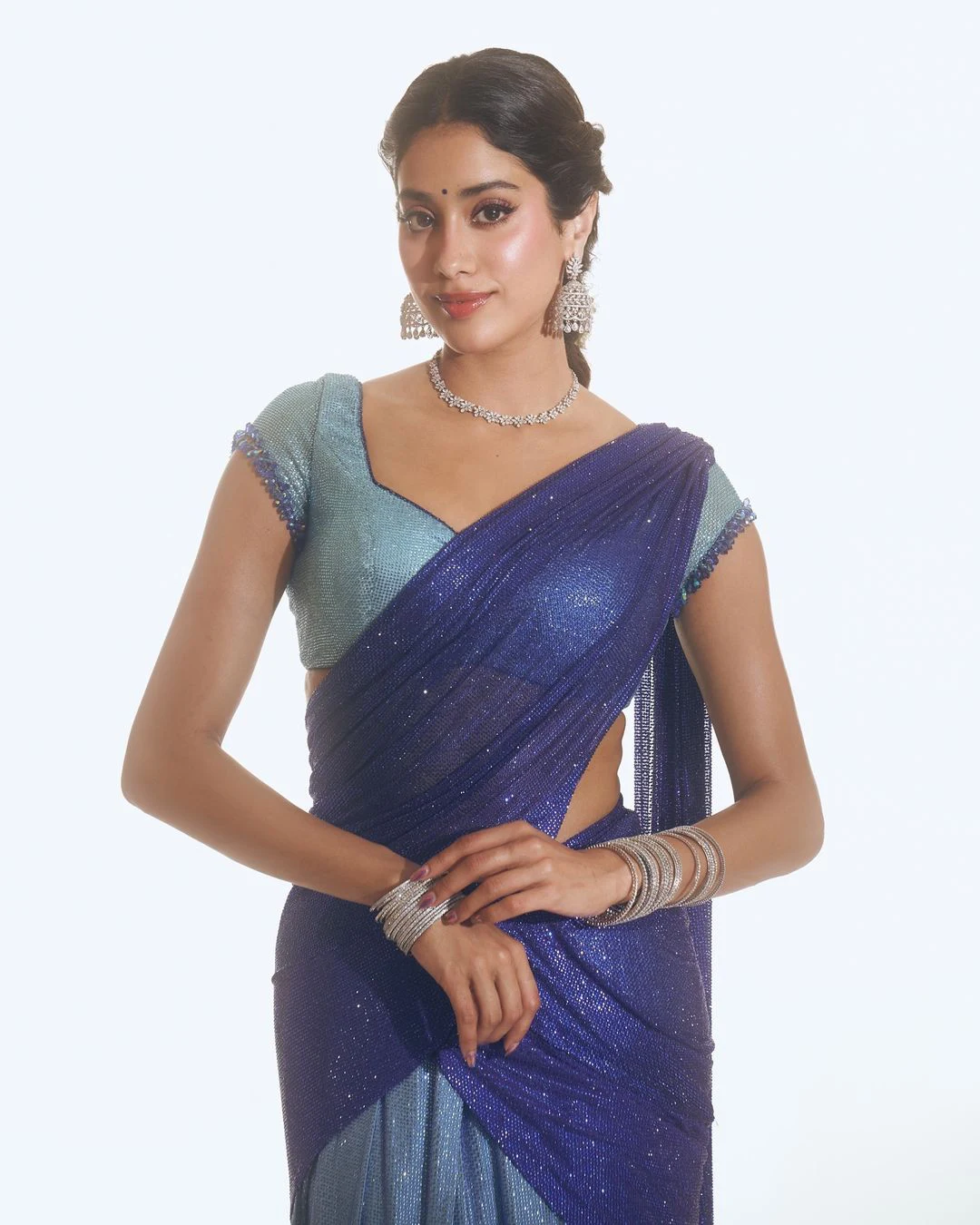 Janhvi Kapoor Shines in Half Saree for Devara Pre Release Event