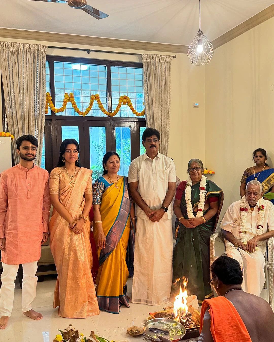 Mirnalini Ravi New Home Pooja Ceremony Photos with Family