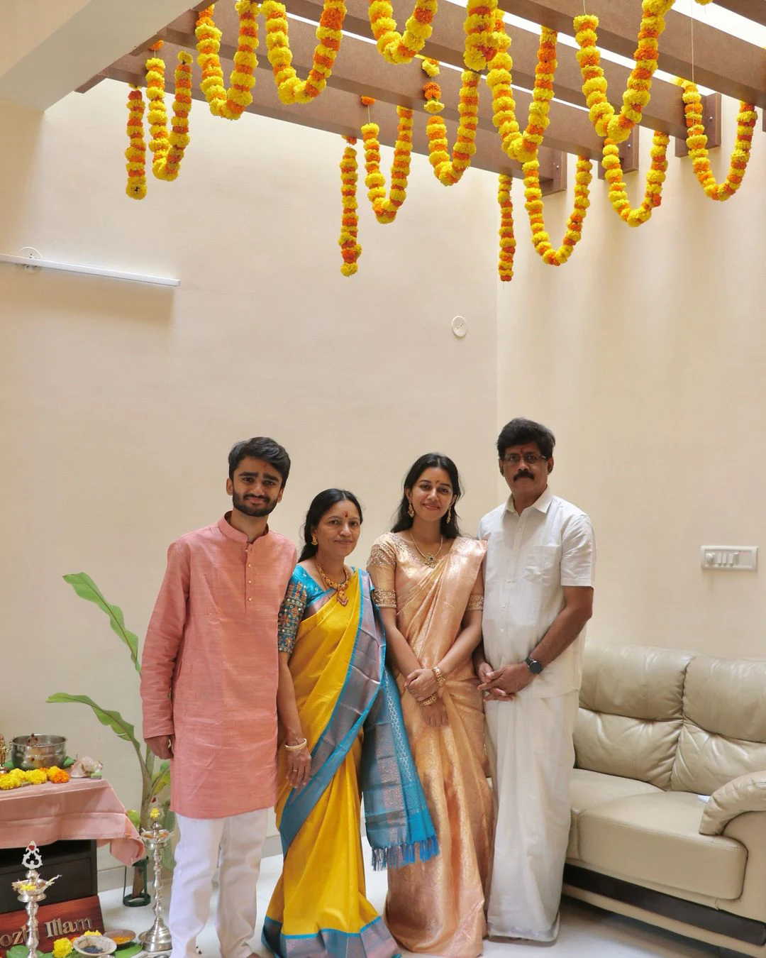 Mirnalini Ravi New Home Pooja Ceremony Photos with Family
