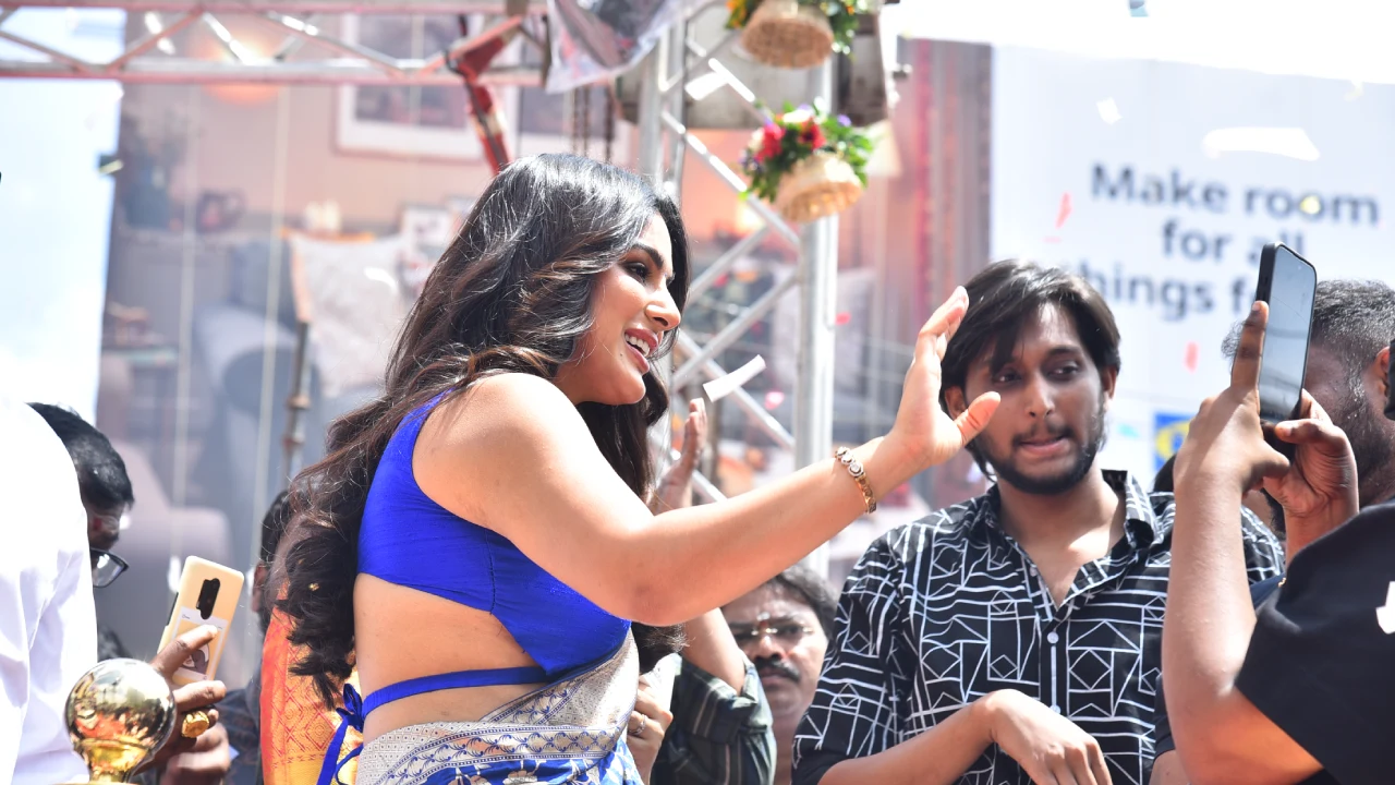 Samyuktha at Shop Opening Ceremony in Saree