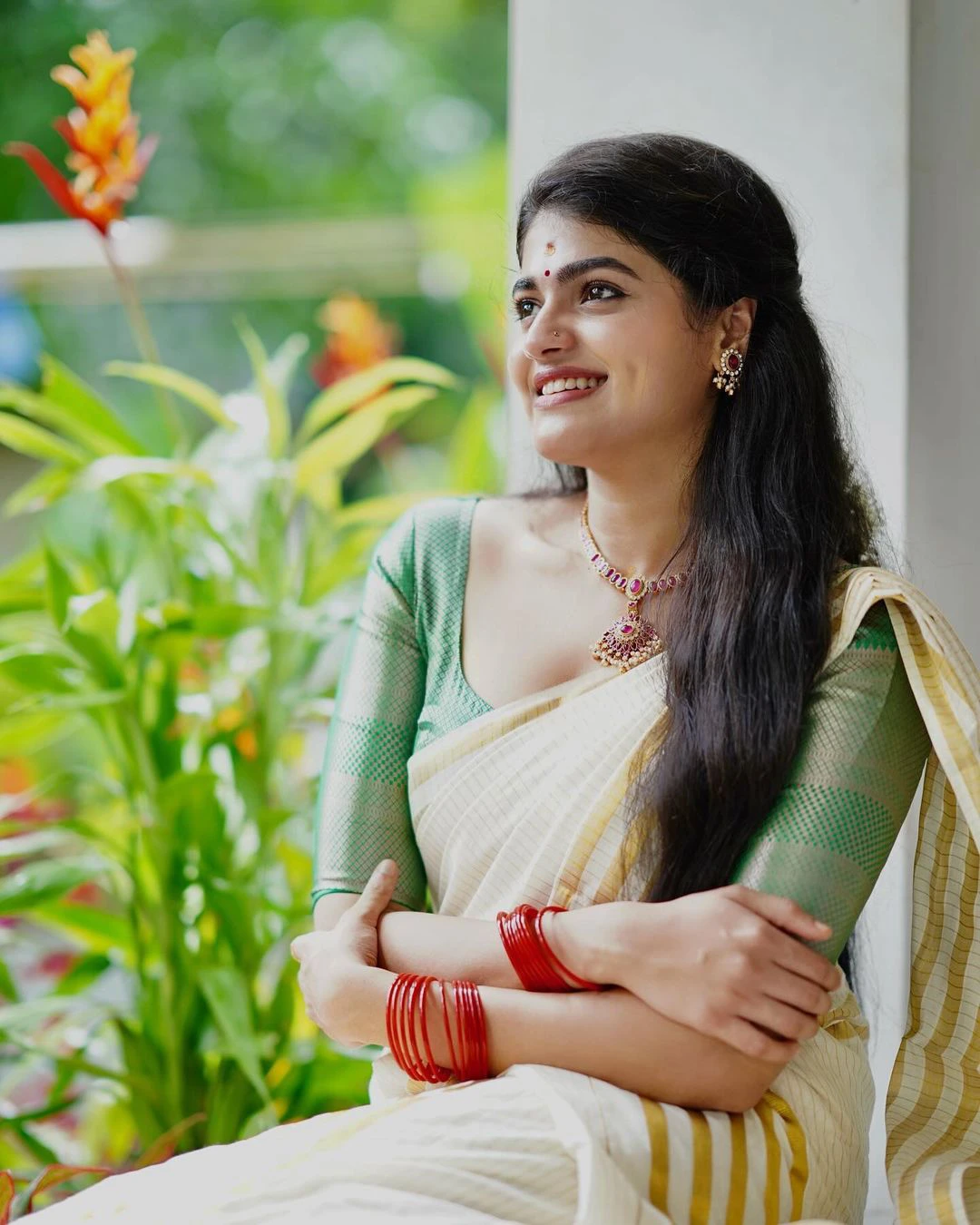 Sangeerthana Onam Special Cute Photos in Saree