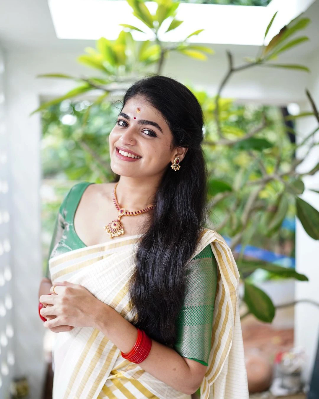 Sangeerthana Onam Special Cute Photos in Saree