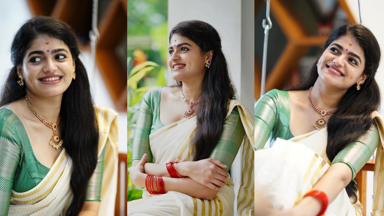 Sangeerthana : ఓనమ్ స్పెషల్.. మలయాళీ భామ సంగీర్తన చీరలో ఎంత క్యూట్ గా ఉందో..