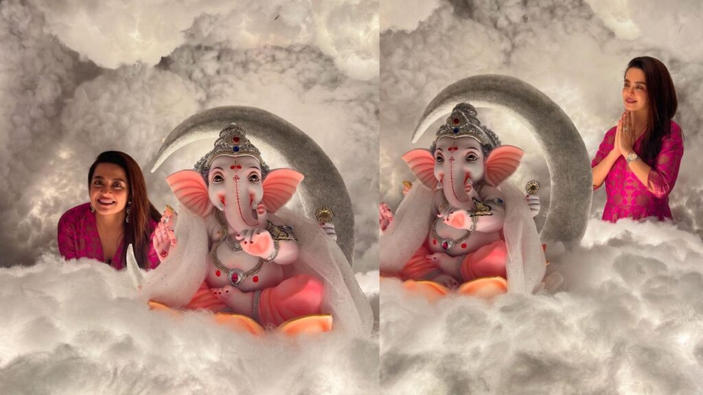 Surveen Chawla Designed Heaven Setup for Lord Ganesh in her Pooja Room Photos goes Viral