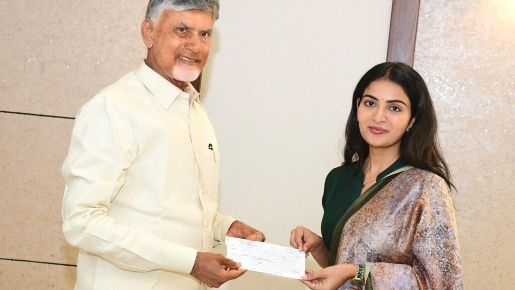 Ananya Nagalla Meets CM Chandrababu Naidu for helping to Flood Effected People