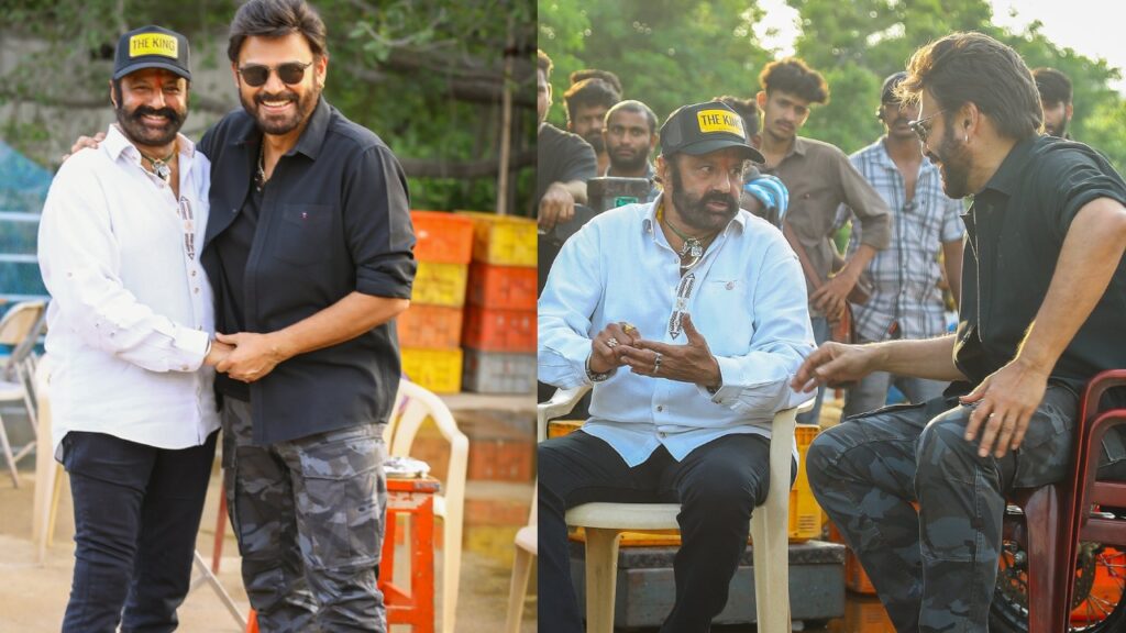 Balakrishna Meets Venkatesh in Film Shooting Photos goes Viral