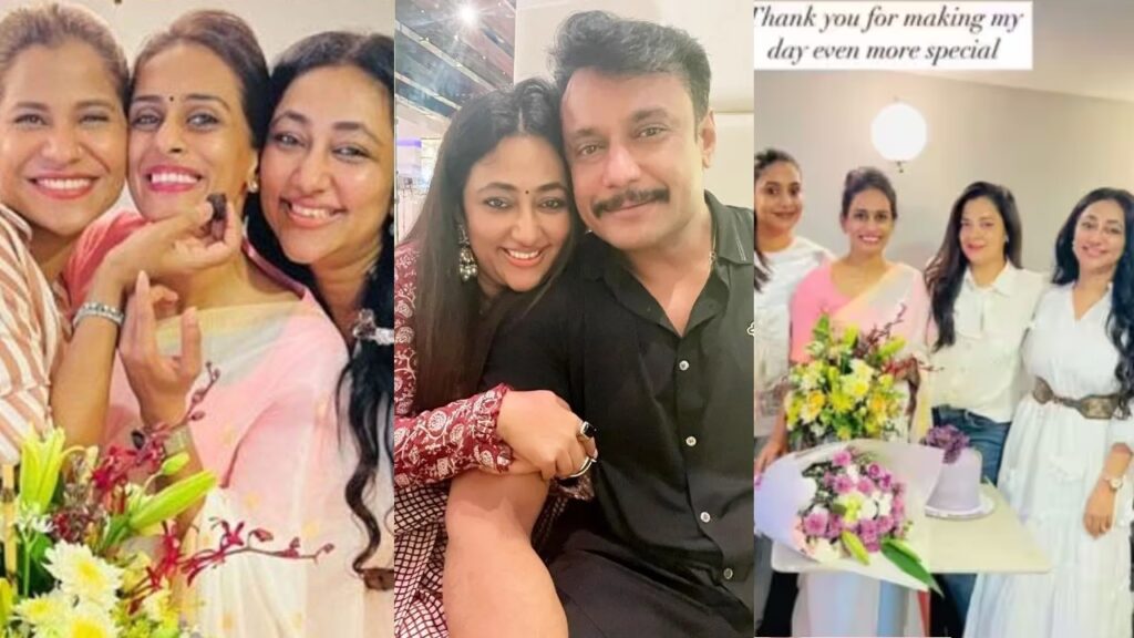 Darshan Wife Vijayalakshmi Participated in Friends Birthday Party Photos goes Viral