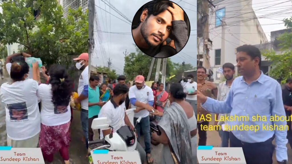 Sundeep Kishan Help to Vijayawada Flood Effected People Serve Food and Water