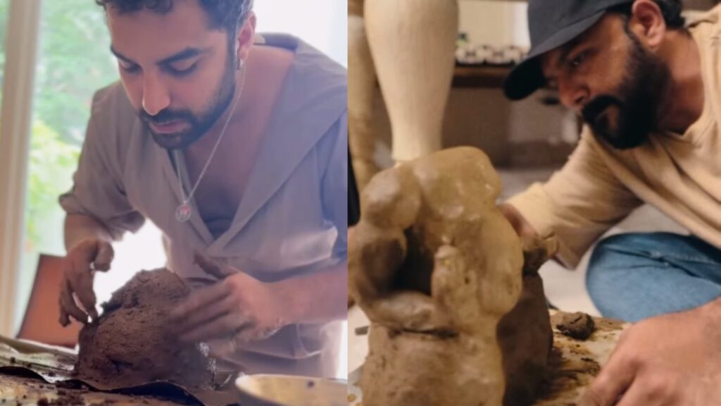 Vishwak Sen and Tharun Bhascker Prepared Soil Ganesh Idols for Vinayaka Chavithi Videos goes Viral