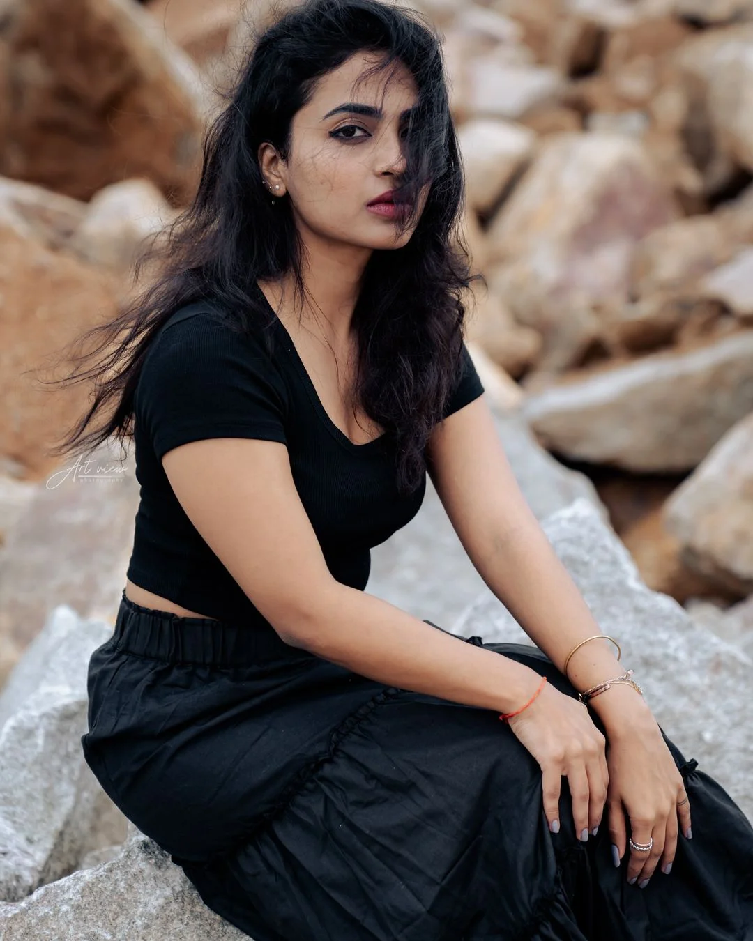 Alekhya Harika Sizzling Photos in Black Dress