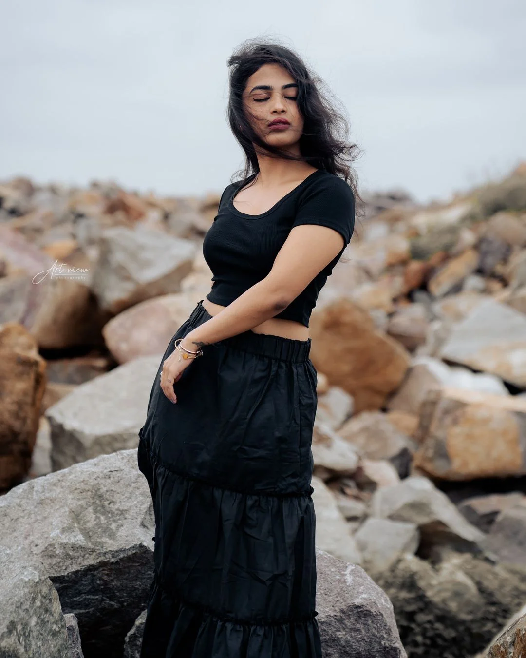 Alekhya Harika Sizzling Photos in Black Dress