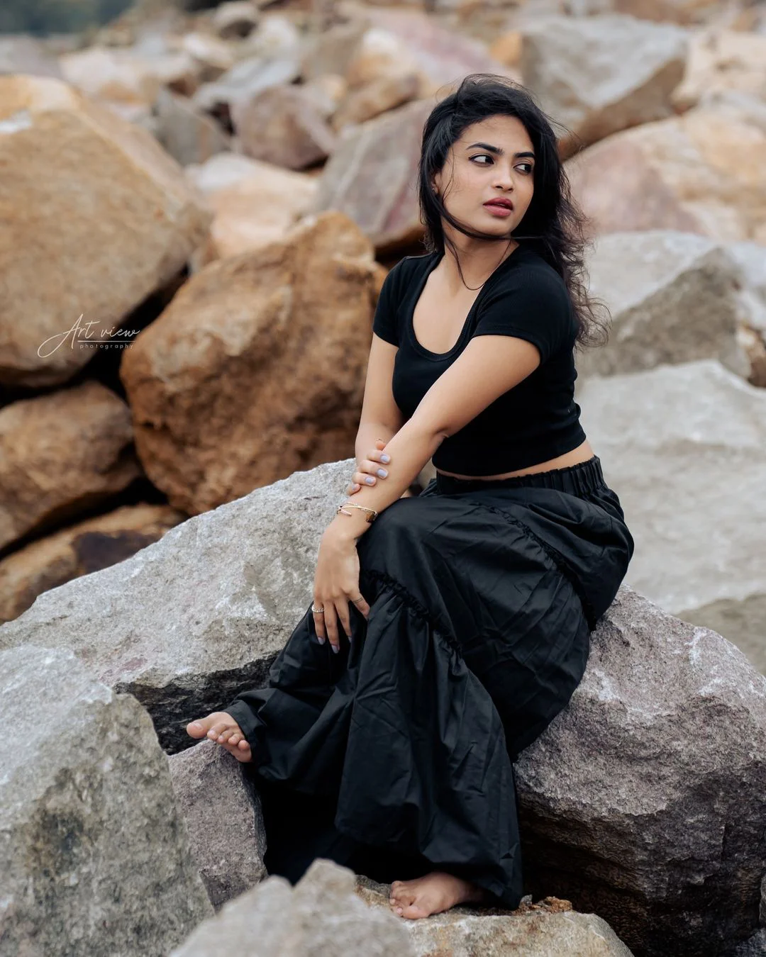 Alekhya Harika Sizzling Photos in Black Dress