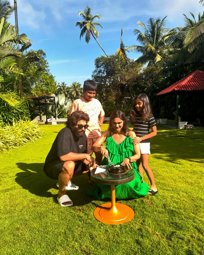 Allu Arjun Celebrates his wife Allu Sneha Reddy Birthday in Goa enjoying with Family 